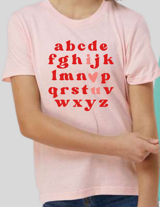 ABC I Love You, tee in toddler through adult
