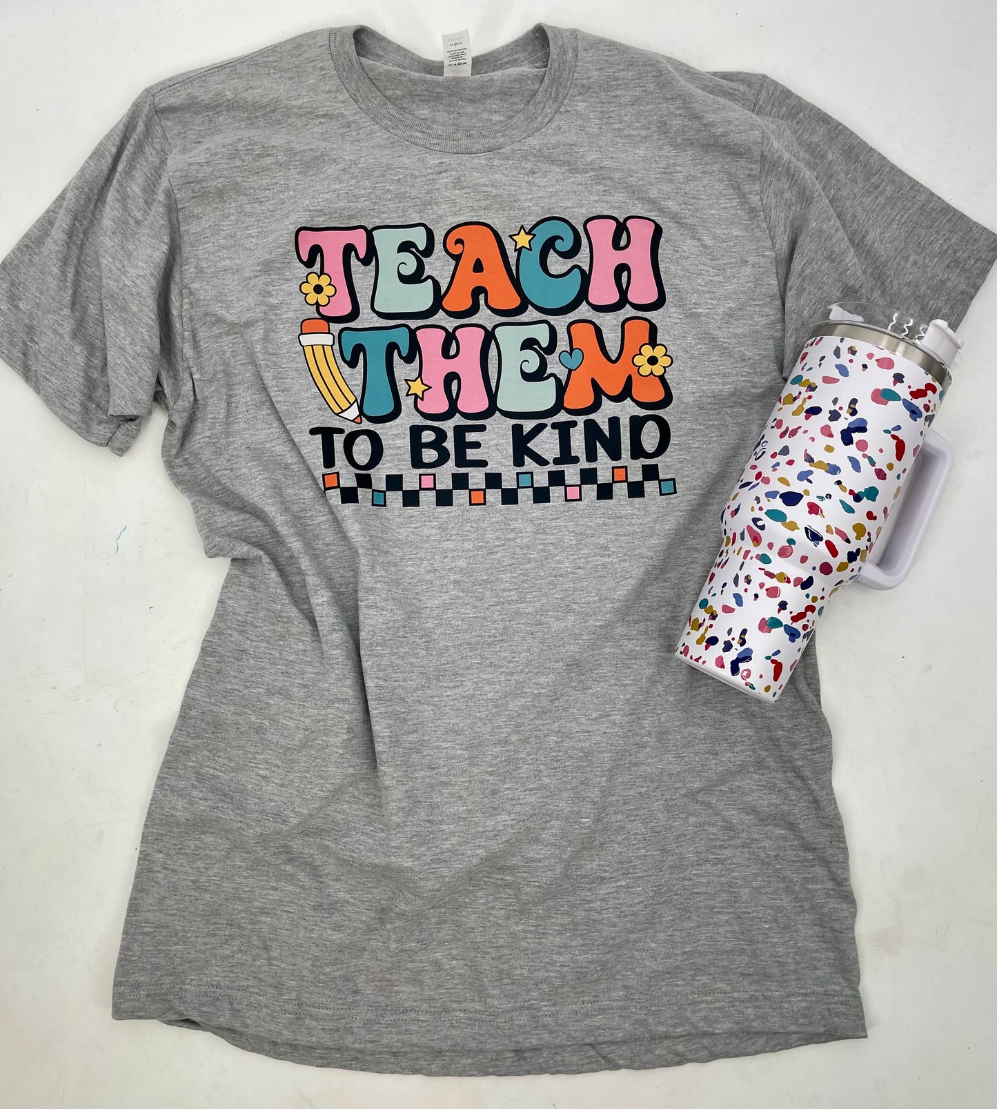 Teach Them to be Kind, heather grey tee
